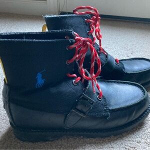 🍂Polo by Ralph Lauren Black Boots with Red Laces